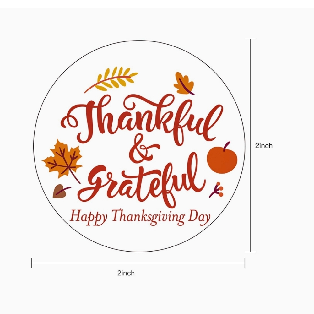 50 CT🦃2x2 " Happy Thanksgiving Day Stickers - Grateful Design - Picture 7 of 8